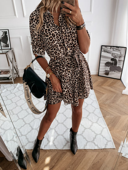 Fashion Printed Shirt Short Skirt Dress Women