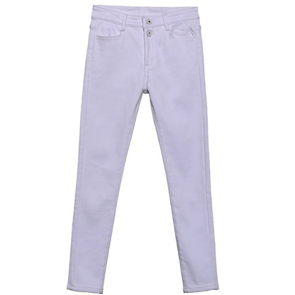 Women White Denim Jeans Pants Slim Female Girl Jean Trousers