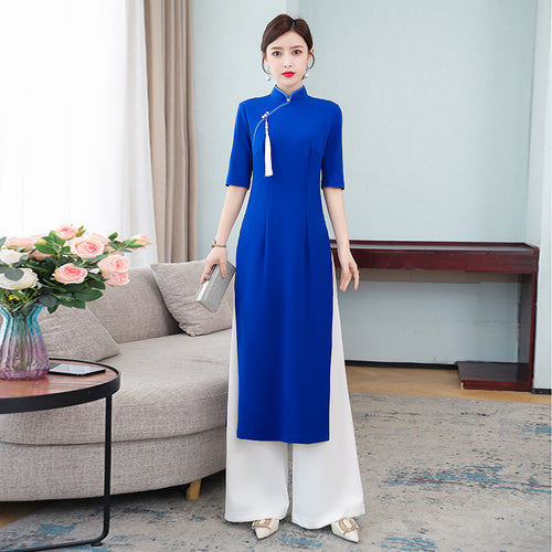 Performance Costume Short Sleeve Dress Pants Suit Women