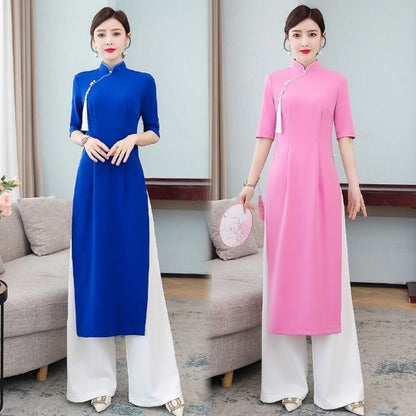 Performance Costume Short Sleeve Dress Pants Suit Women