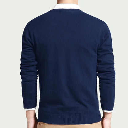 Cotton Sweater Men Long Sleeve V Neck Male Sweaters