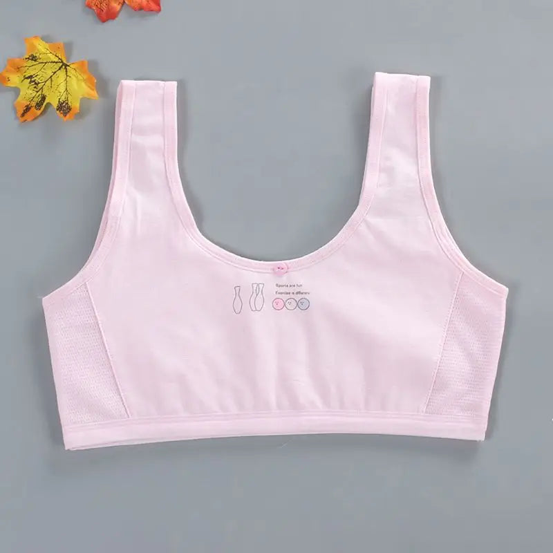 Teen Girl Sports Bra Kids Top Underwear Breathable Young Puberty Training Bra Rackback For 7 8 9 10 11 12 13 14 15 16 years old