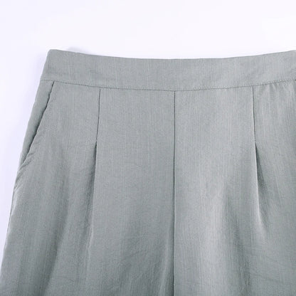 Women Trousers Solid Elastic Waist Cotton Linen Pants