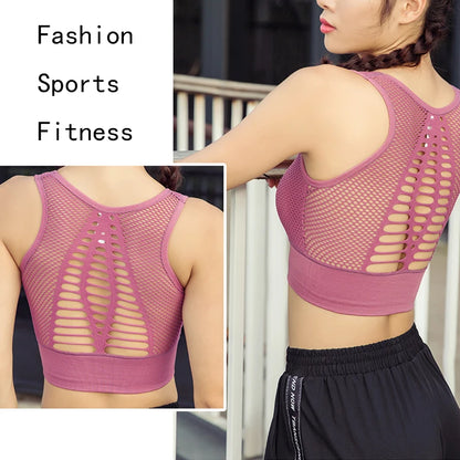 Women Sports Bra Without Bones Gym Shockproof Mesh Sports Quick-drying Bra Running Fitness Yoga Women Training Sports Underwear