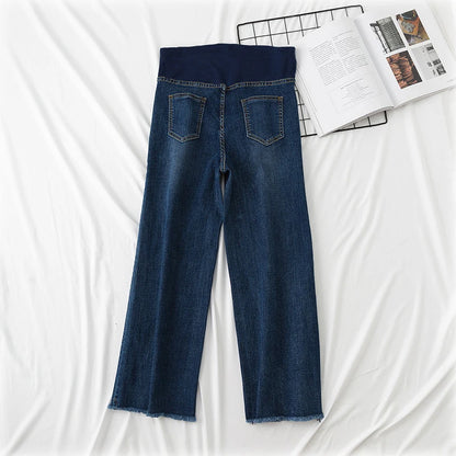 Denim Maternity Jeans for Pregnant Women Clothes Elastic Waist Belly Loose Wide Leg Pants Pregnancy Clothing clothes