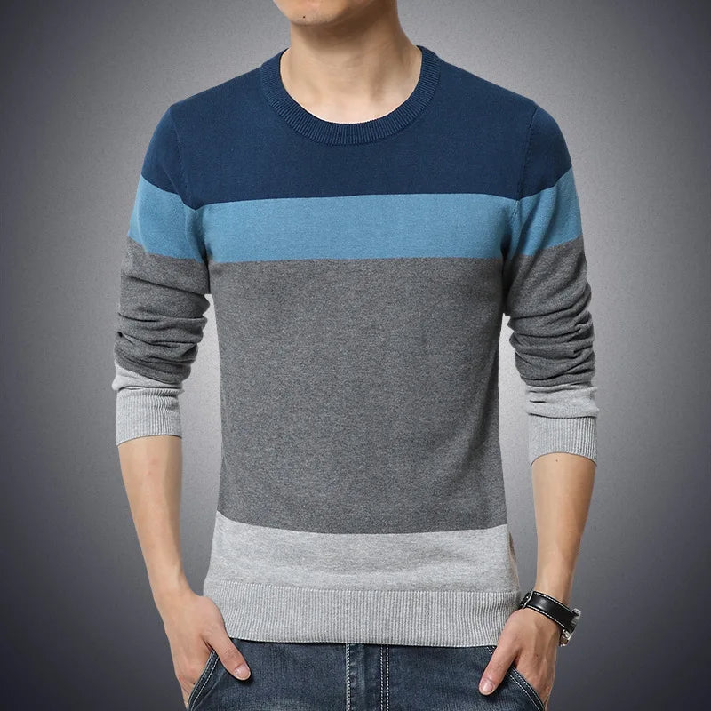 Men's Sweater O-Neck Striped Slim Fit  Men Sweaters