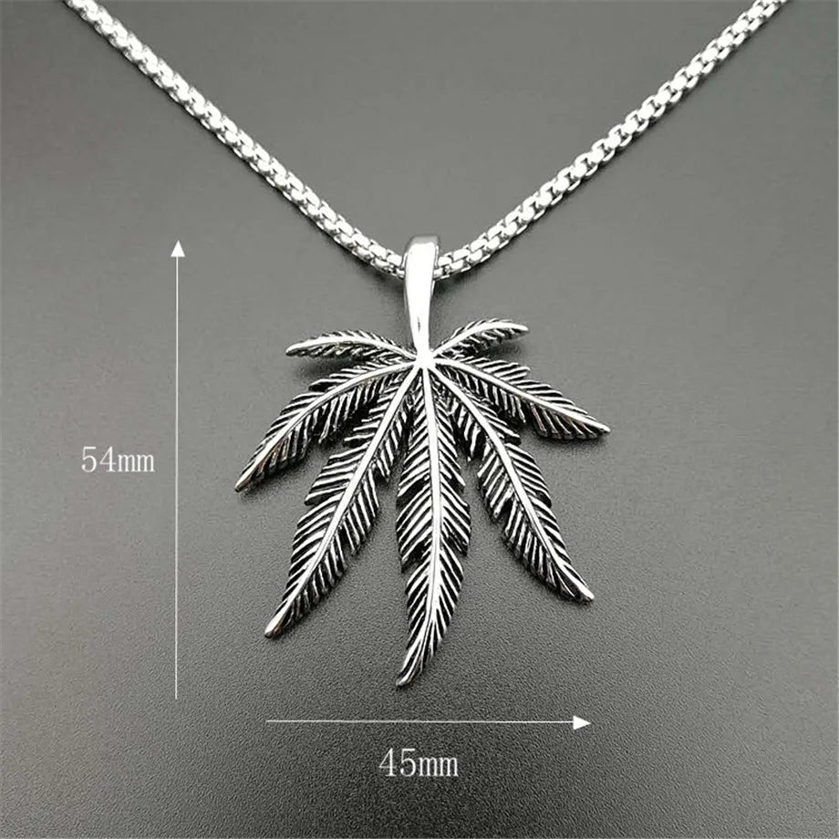 2024 Newest Stainless Steel Hemp Leaf Pendant Necklace for Women/Men Gold Color Jamaica Esserteauiana Necklace Hip Hop Jewelry