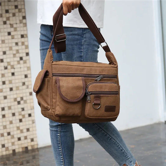 Men Canvas Shoulder Bags Casual Tote Travel Men's Crossbody Bag Luxury Messenger Bags Fashion High Quality Handbag