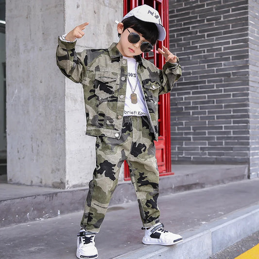 Baby Boys Clothes Army Camouflage Outfits Cotton Print jacket Coat Pants Suit Kid 2 3 4 6 8 9 10 11 12 Years Child Son 2pcs Sets