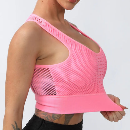 Women Sports Bra Without Bones Gym Shockproof Mesh Sports Quick-drying Bra Running Fitness Yoga Women Training Sports Underwear