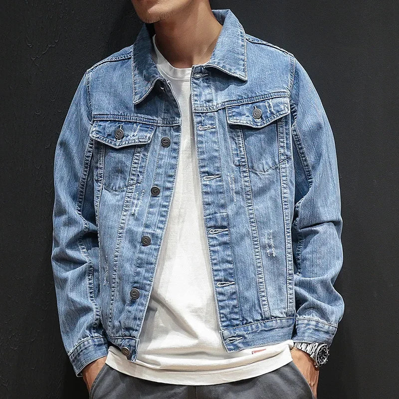 Trendy Denim Jacket For Men Korean Style Slim Fit Student Clothing Ins Denim Vest Spring Autumn Fashionable Casual Wear