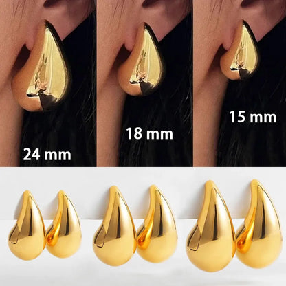 Modern Jewelry New Gold Color Plated Chunky Dome Teardrop Earrings For Women Girl Gift Hot Sale Popular Ear Accessories