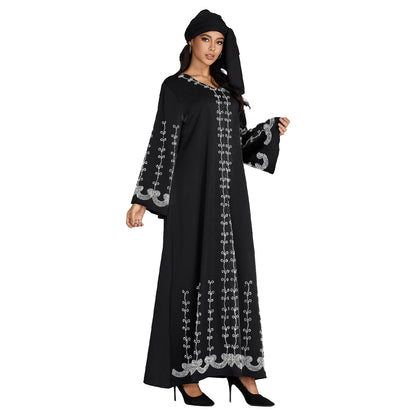 2024 New African Summer Plus Size Long Sleeve Dashiki Kaftan Loose Boubou Maxi Islam Women Casual Dress African Clothing