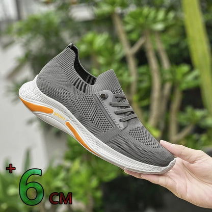 Man Mesh Elevator Sneakers Hidden Heels Breathable Heightening Shoes For Men Increase Insole 6CM Lift Sports Casual Height Shoes