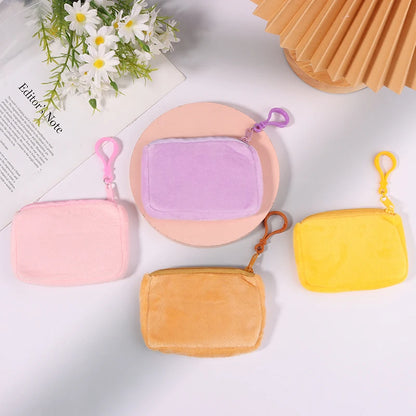 Solid Plush Coin Purse Women's Cute Wallet ID Card Bag Keychain Minimalist Coin Bag Kawaii Wallets for Women