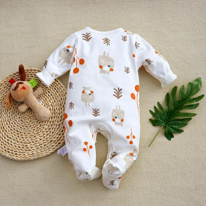 3-12 Month baby spring autumn romper cotton long sleeve baby girl Footies Print cartoon bear Infants underwear