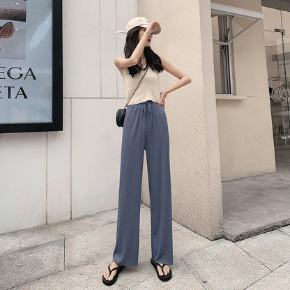 Women Long Pants Spring Summer Straight Long Elastic trouser