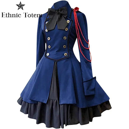 Medieval Vintage Black Lolita Dresses for Dresses Gothic Renaissance Coat Ruffle Classic Halloween Sweet Kawaii Lolita Jacket