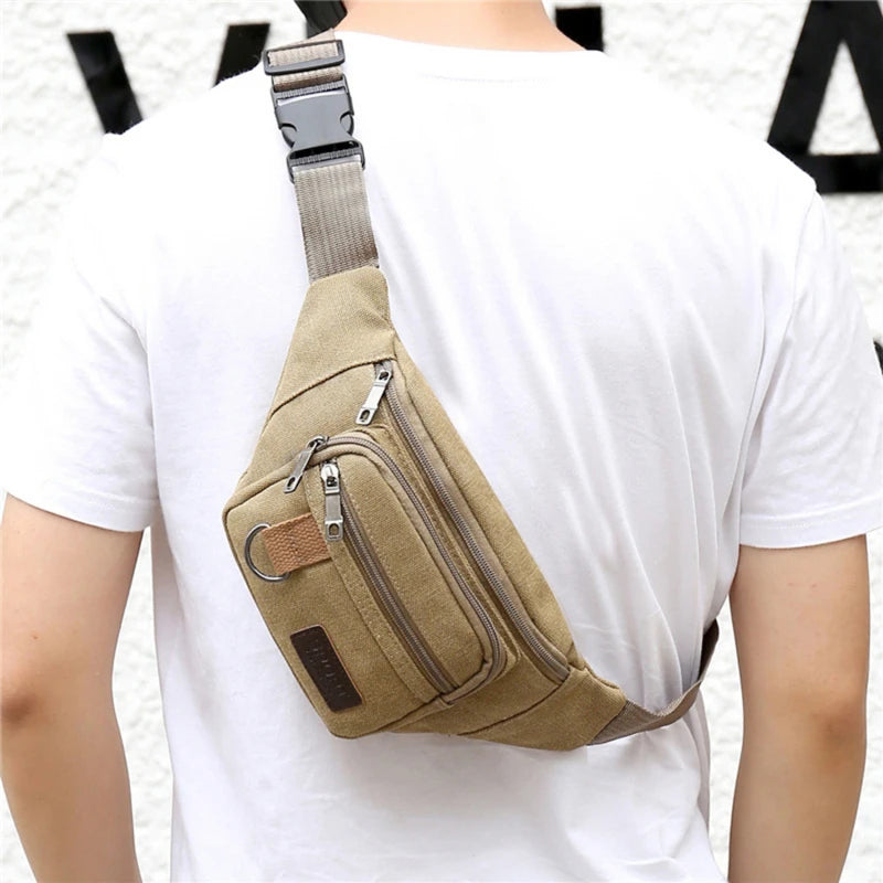 Sports Waist Packs Casual Canvas Hidden Anti-theft Chest Bags Body Running For Men Women Tourist Cycle Crossbody Bag Pocket