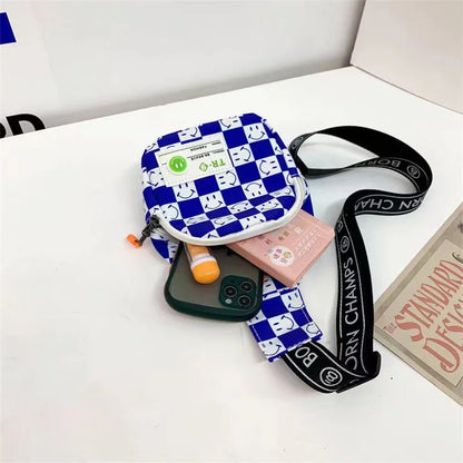 Casual Cool Baby Boys Chest Bags Portable Cute Kids Girls Coin Purse Handbags Checkerboard Plaid Children Shoulder Crossbody Bag