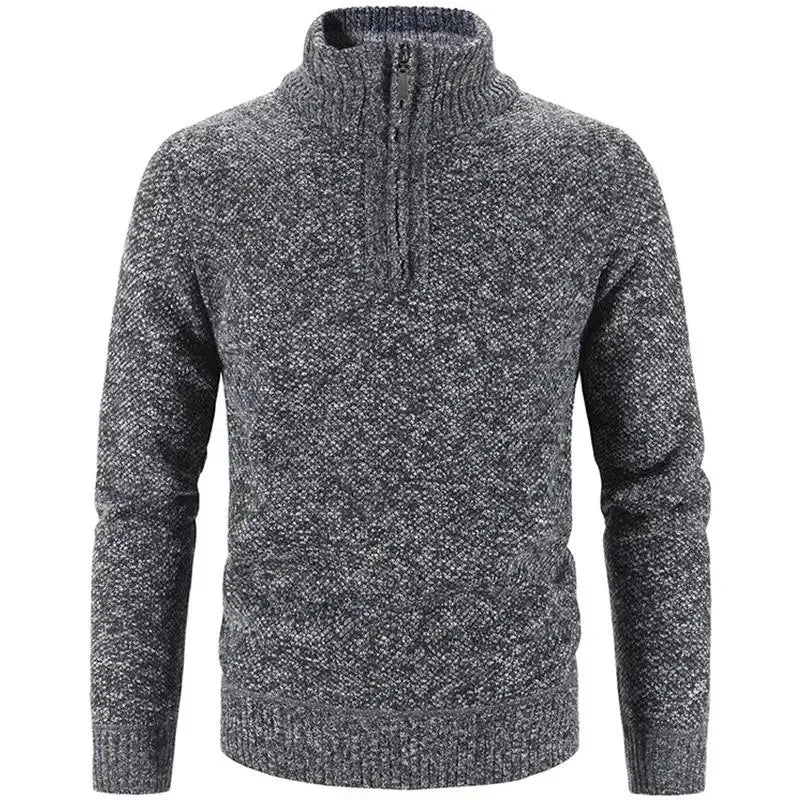 Winter Men's Fleece Thicker Sweater Half Zipper Turtleneck Warm Pullover Quality Male Slim Knitted Wool Sweaters for Spring 3Xl