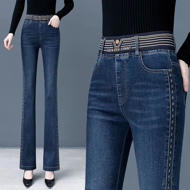 Flared Jeans Flare Jeans Low Waist Loose Comfortable Jeans For Women Pants 2022 Elastic Fashion Denim Pant Trousers