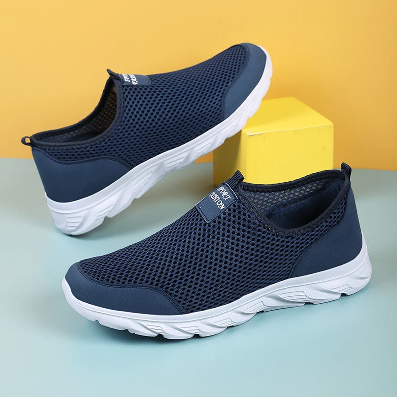 Breathable Summer Sneakers Men Casual Sport Shoes Light Weight Mesh Footwear For Running Slip On Walking Shoes