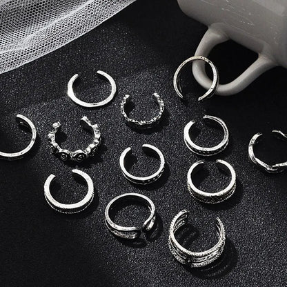 12pcs Alloy Toe Ring Set Women Toe Open Ring Beach Foot Accessories Foot Ring Fashion Jewelry