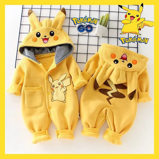 Cartoon Pokemon Pikachu Baby Pyjamsa Newborn Winter Long-sleeved Clothing Kids Rompers Babies Toddler's Clothes Costume Onesie