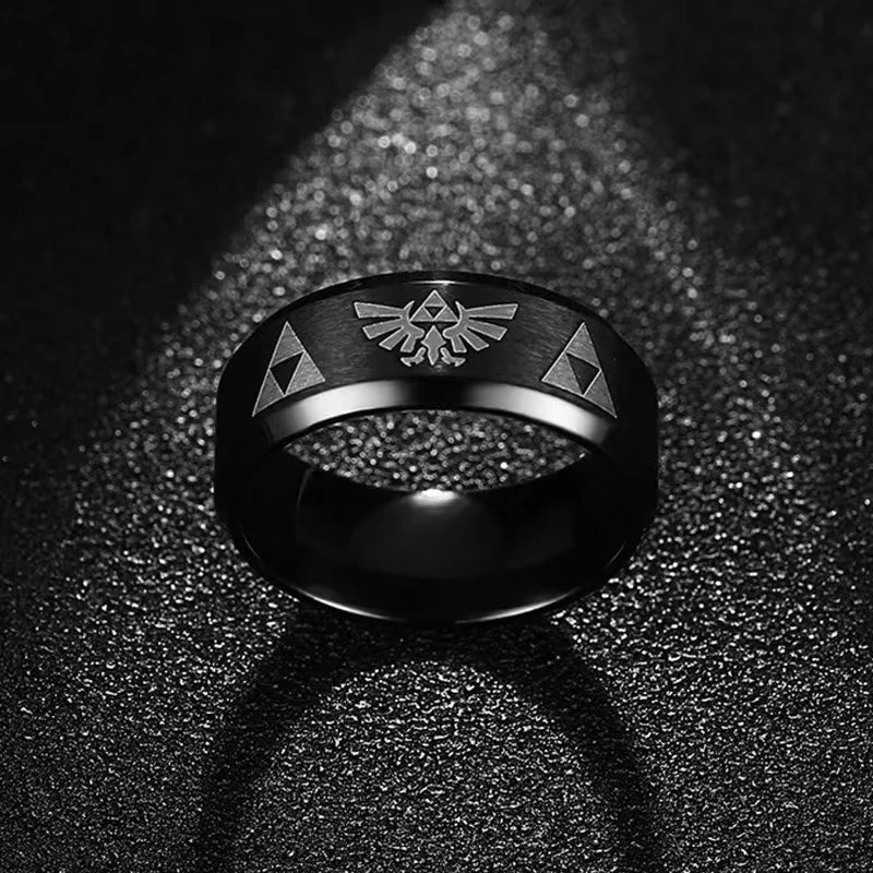 Fashion Anime Triforce Triangle Symbol Band Ring for Men Women 316L Stainless Steel Finger Rings Cosplay Party Jewelry Gifts