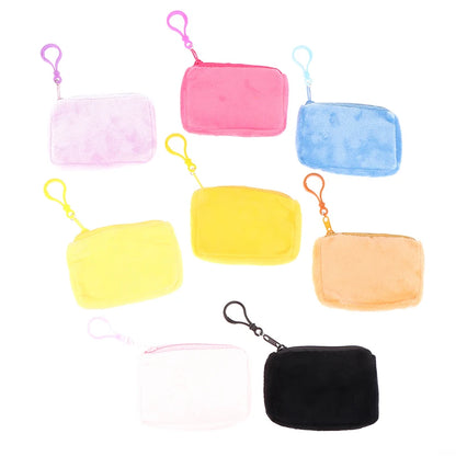 Solid Plush Coin Purse Women's Cute Wallet ID Card Bag Keychain Minimalist Coin Bag Kawaii Wallets for Women