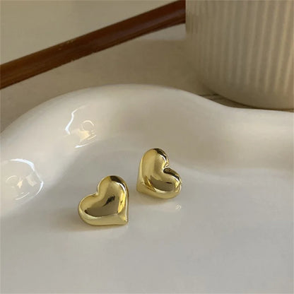 Minimalist Silver Color LOVE Heart Stud Earrings For Women Trendy Elegant Wedding Bride Jewelry Prevent Allergy