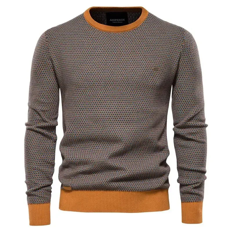 Cotton Spliced Pullovers Sweater Men Casual Warm O-Neck Quality Mens Knitted Sweater Winter Fashion Sweaters for Men Size M-3Xl