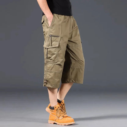 Summer Men's Cargo Shorts Loose Casual Below Knee Pants