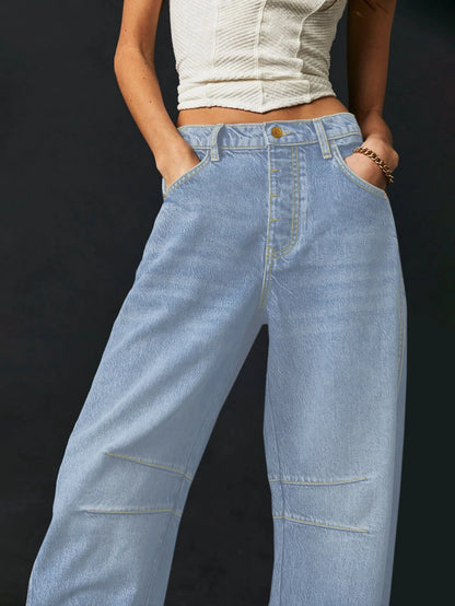 American style casual lazy banana pants, sickle pants, loose design, denim cropped pants for women jeans