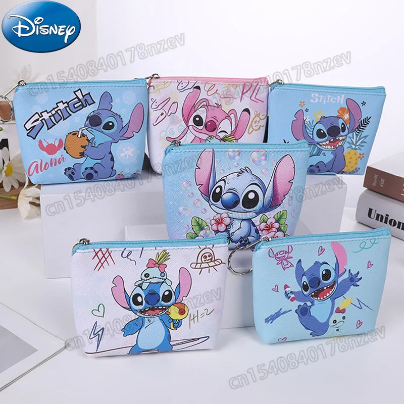 2024 Disney Lilo&Stitch Coin Purse Children's Cartoon Cute Stitch Key Case Coin Storage Bag for Kids Portable Mini Zipper Wallet