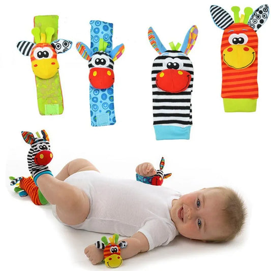 QWZ New Baby Rattle Toys Cute Stuffed Animals Wrist Rattle Foot Finder Socks 0~24 Months for Infant Boy Girl Newborn Gift