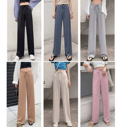 Women Long Pants Spring Summer Straight Long Elastic trouser