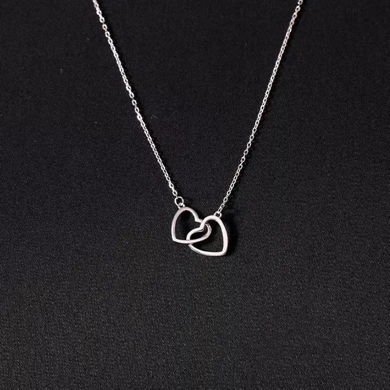 Double Heart Choker Necklace for Women