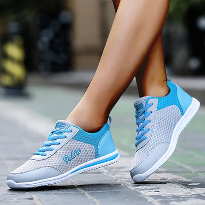 Breathable Sneakers For Women 2024 New Fashion Solid Color Soft Women Sneakers Mesh Fabric Lace Up Woman Shoes Female Footwear