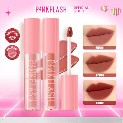 PINKFLASH Matte Moisturizing Liquid Lipstick Waterproof Non-stick Cup Lip Glosses Mask-proof High Pigment Lips Makeup Cosmetics