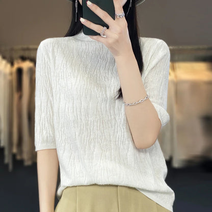 New 2023 Cashmere Sweater Women's Short Sleeve Pullover Women's Sweater Short Sleeve Women's Cashmere Sweater Knitted Top