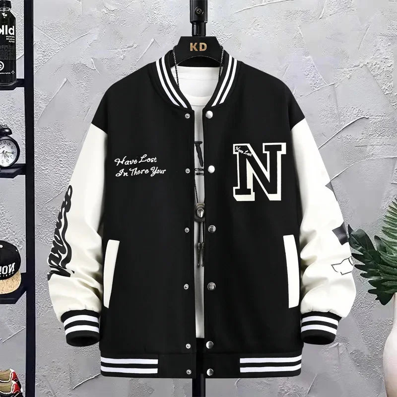 Loose-fit Men's Baseball Jacket American Style Couple Costume Autumn/winter For Men Trendy Brand Casual Scene Top