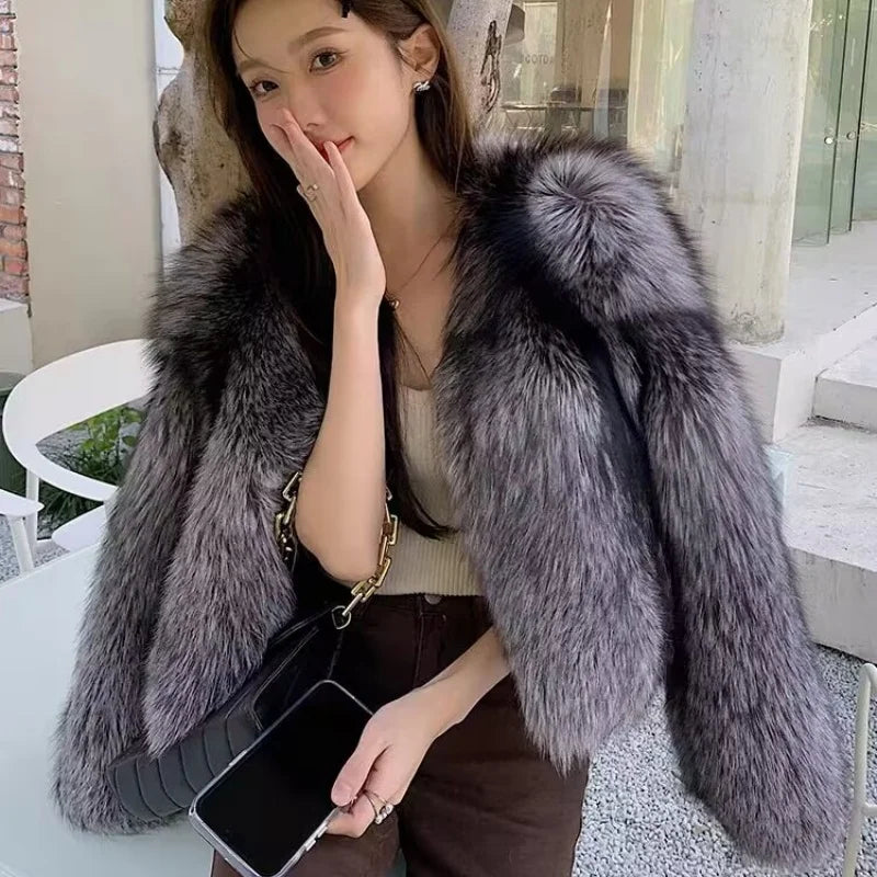 Autumn And Winter Mid Length Natural Fox Fur Coat Women Fashionable