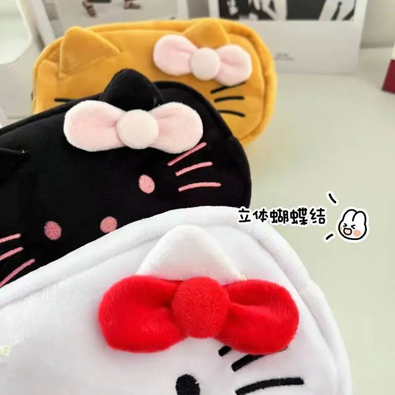 Cute Sanrio Plush Pen Bag Cartoon Hello Kitty Large Capacity Storage Bag School Supplies Pencil Case for Students Kids Gift