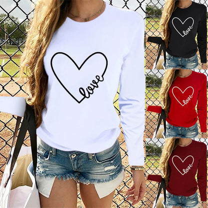 Casual Letter Heart Shaped Printing Women's T Shirt Blouses