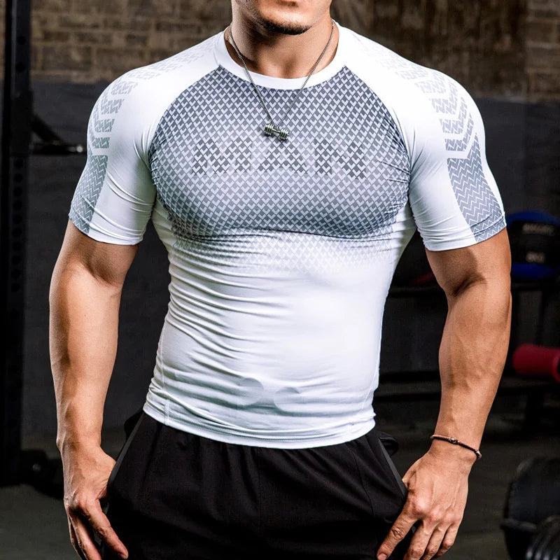 Quick Dry Men T Shirts Short Sleeve Fitness Sports Running Top Activewear Training Breathable Workout Tee Bodybuilding