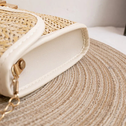 Girls Mobile Phone Bag 2022 New Women's Summer Woven Bag Messenger Straw Bag Small Square Bag Fashion Bag