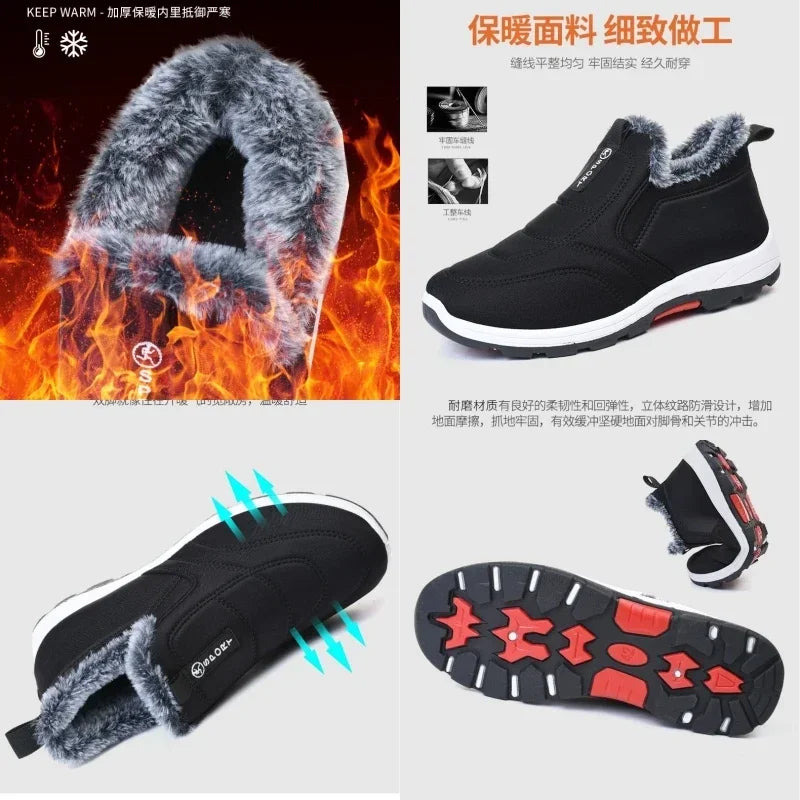 Winter Casual Boots Men Snow Boots Keep Warm Plush Work Trainers Army Shoes Stylish Ankle Sneakers Man Footwear