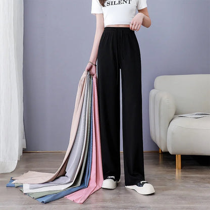 Women Long Pants Spring Summer Straight Long Elastic trouser